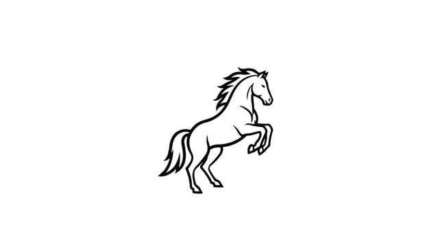 Black and White Horse Illustration Running.