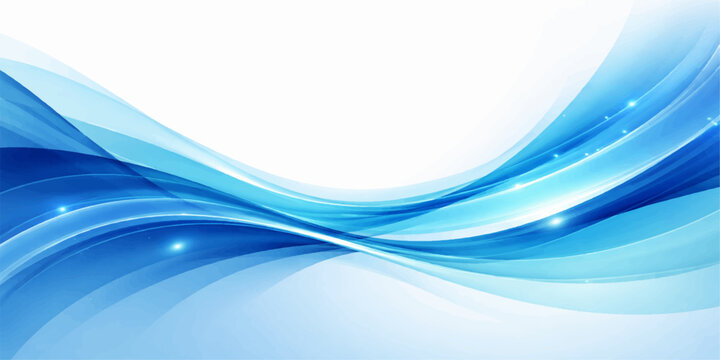Abstract blue wave background featuring a dynamic flow of light curves and futuristic vector lines for a sleek business wallpaper design
