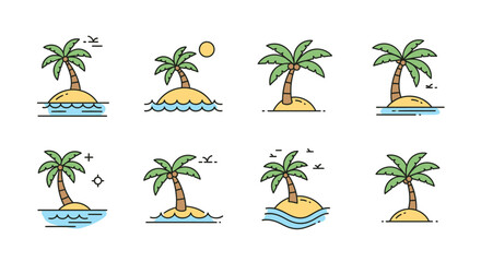 Fototapeta premium Palm trees on small island water.