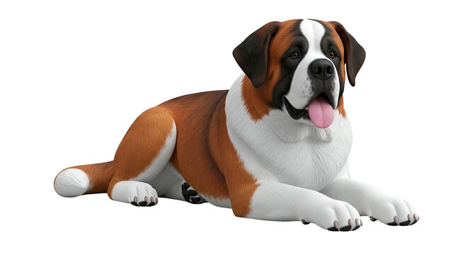 St. Bernard Dog Lying Down with Tongue Out