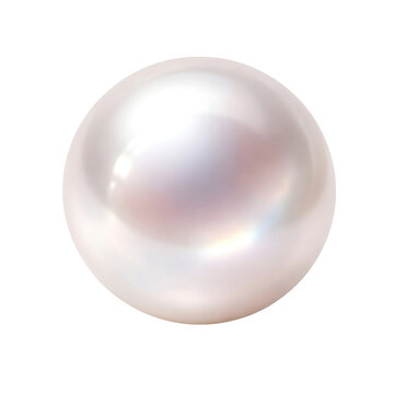 Pearl Sphere Isolated on White Background &ndash; Glossy Iridescent Gem Close-Up