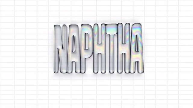 Rainbow naphtha oil liquid typography on white grid for chemistry