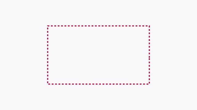 A simple and clean dashed rectangle frame. Dotted line rectangle frame animation on transparent background. selection box outline, border frame dotted line animation on isolated screen.4k animation.