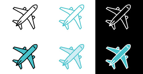 Commercial airplane icon for flight booking and transport in line and fill style © FreemiumStock
