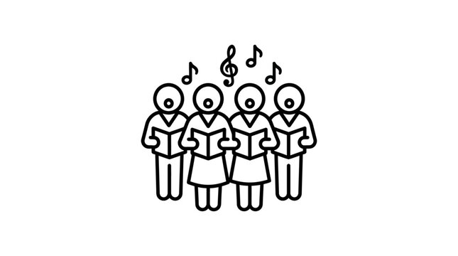 Choir Performing with Musical Notes Icon