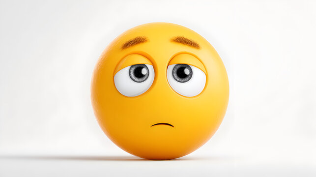 A 3D rendered worried emoji with a puzzled expression on its face