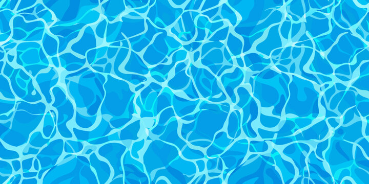 Abstract blue water surface with dynamic wave patterns and highlights