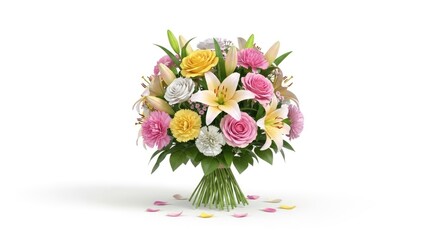 Obraz premium A beautiful bouquet of colorful flowers on a white background