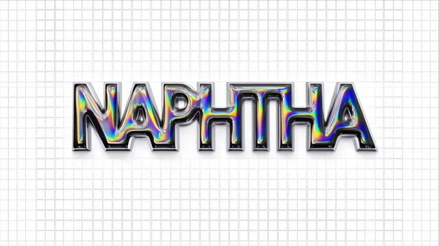 Cinematic naphtha oil liquid typography on grid for title sequence