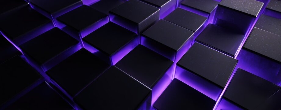Abstract geometric cube background with purple light modern design pattern