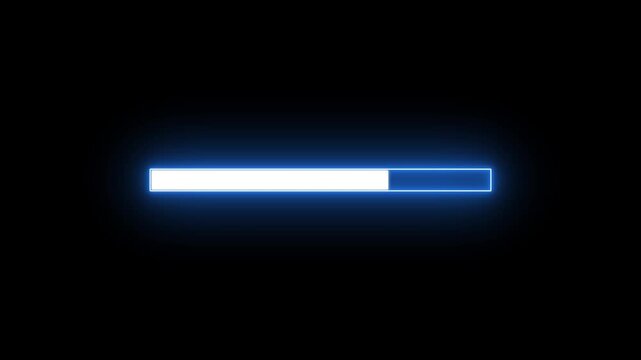 Futuristic neon retro loading bar glowing progress animation isolated on black. loading screen animation providing feedback