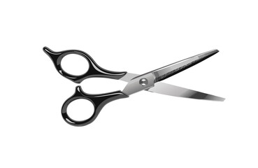 Fototapeta premium Professional Hair Cutting Scissors Isolated on White Background – Barber Salon Tool Close-Up