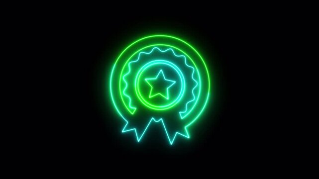 Animated Neon Star Award Badge Icon &ndash; Achievement and Quality Certification Concept