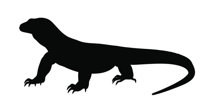 Black komodo dragon in profile a striking animal silhouette