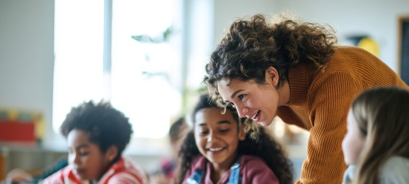 Educator Teaching Children in Classroom