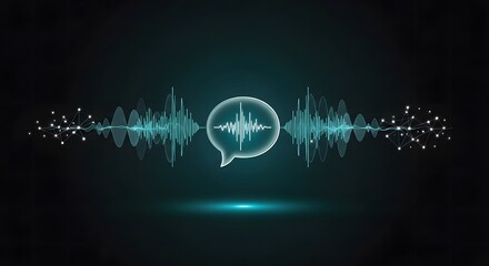 Naklejka premium AI Voice Communication Technology Sound Wave Chat Interface Digital Concept