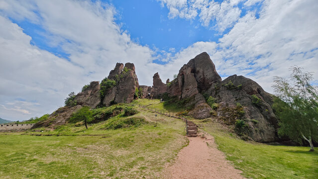 Belogradchik Rocks with pathway leading through natural rock formations Bulgaria