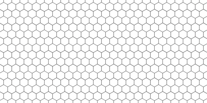Fishing or soccer net. Repeated hexagon pattern. Black wired mesh texture isolated on white background. Metallic or fabric fence, cage or lattice structure. Vector graphic Illustration.