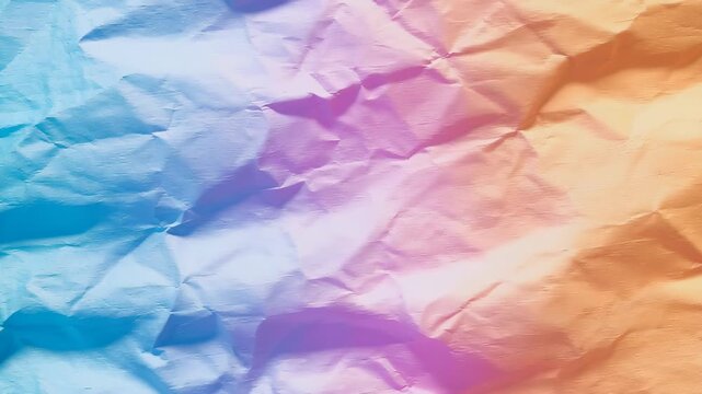 Colorful textured crumpled paper background with pastel blue pink purple and orange shades