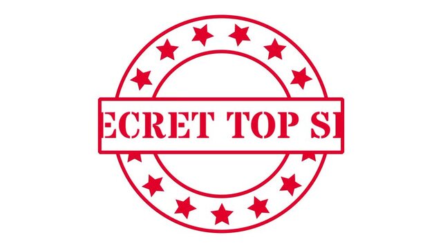 A red circular seal displays the words top secret in the middle surrounded by two rings of small solid stars for a formal and official appearance