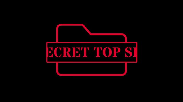 A red outline of a file folder is shown with the words top secret written inside a small rectangular box located at the center of the folder icon