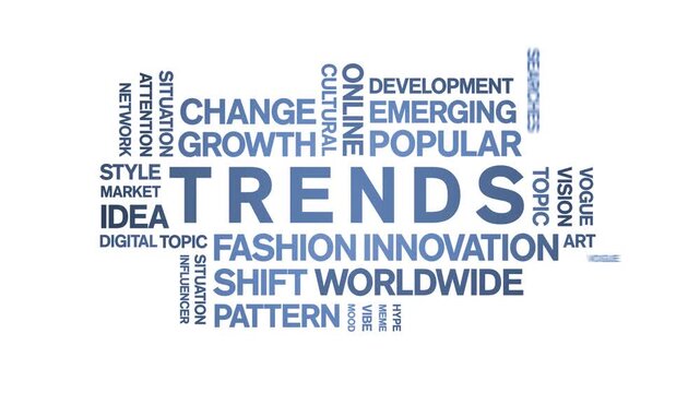 Trends animated word cloud-text design animation tag kinetic typography seamless loop.