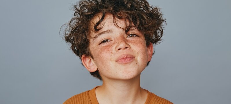 Endearing Child Portrait with Cropped Face, Emotional Expression, and Casual Attire