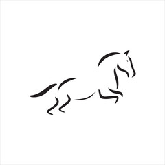 Obraz premium A charming image of a galloping horse in a minimalist black and white design
