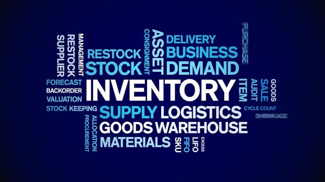 inventory animated word cloud-text design animation tag kinetic typography seamless loop.