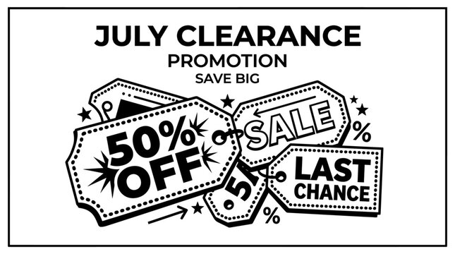 July Clearance Sale Promotion with Price Tags