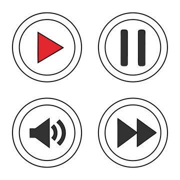 Player control buttons with play pause and volume