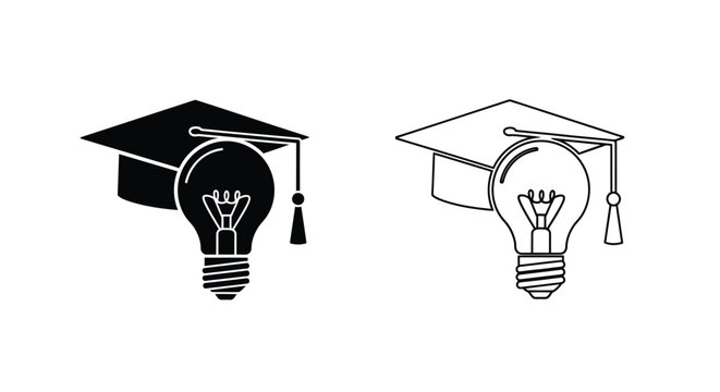 Graduation cap with lightbulb a symbol of knowledge and innovation