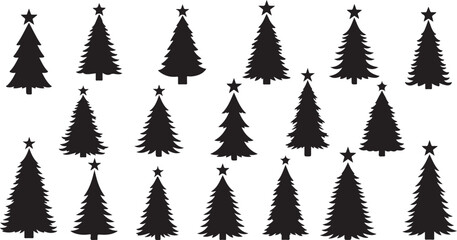 Obraz premium Christmas tree vector icon set holiday season design 
