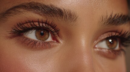 Obraz premium Detailed Close-Up of Brown Eyes Showcasing Natural Moisture and Texture in a Well-Lit Environment During Daylight Hours
