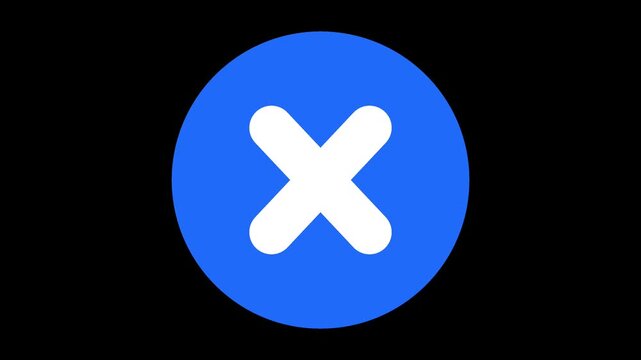 Animation showing a white cross on a blue circular plate | Motion graphics for errors and warnings
