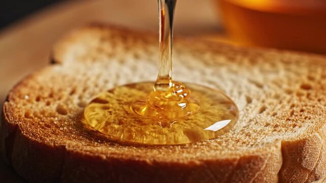 Pouring Honey onto Bread in a Triptych Sequence