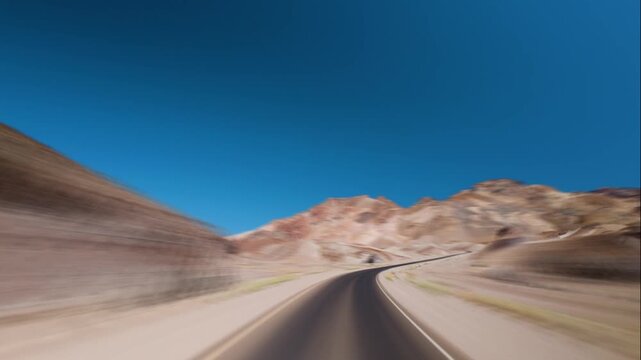Time-lapse Drive through Artist Palette  at Death Valley National Park POV