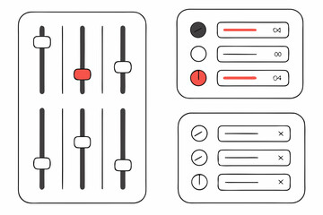 Fototapeta premium Audio control panels with sliders and dials
