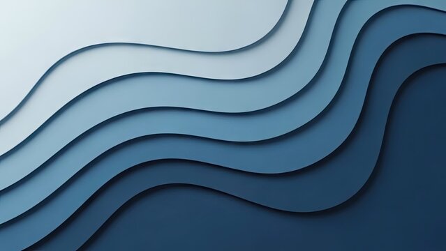 A modern abstract design featuring layered blue wavy lines