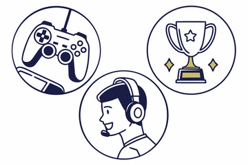 Gaming and esports with controller, trophy, and headset gaming esports controller gamer © dada
