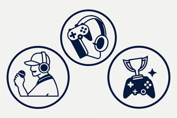 Gaming and streaming with controller, headset, and microphone gaming streaming controller © dada