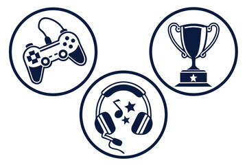 Gaming with controller, trophy, and gaming headset gaming controller gamer gaming community © dada