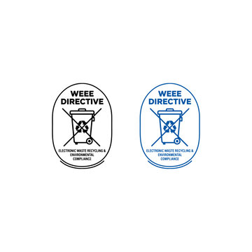 WEEE Directive Electronic Waste Recycling and Environmental Compliance Labels Set