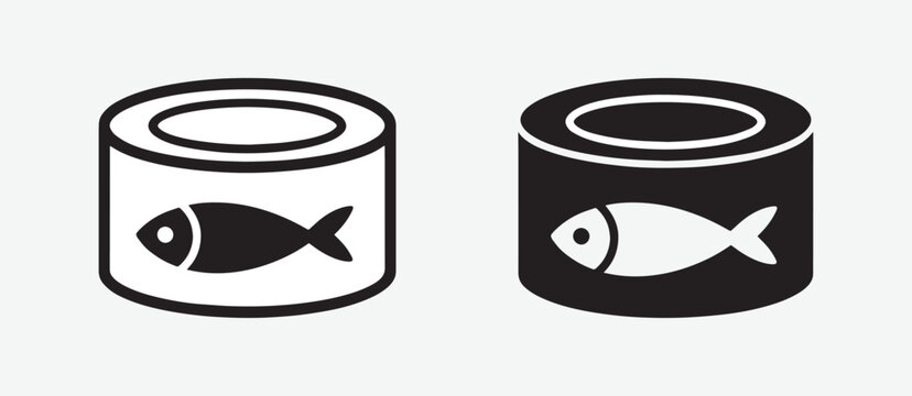 Minimalist Tuna Can Icons with Fish Illustration Vector