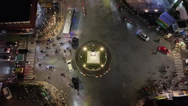 Night Traffic at Tugu Yogyakarta with Busy City Lights