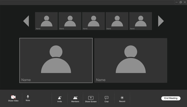 Online video conference user interface. video conference calls window overlay. mobile, computer, laptop screen. vector illustration