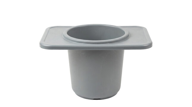Grey plastic bedside commode bucket liner isolated on transparent background PNG