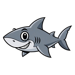 Fototapeta premium Cartoon Shark Isolated PNG Friendly Ocean Fish Transparent Background