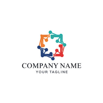 Colorful Interconnected Network Logo Design for Collaboration and Innovation.