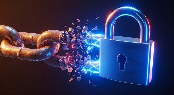 Digital Security and Data Protection with Cybersecurity Lock Illustration.